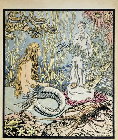 The Little Mermaid Before a Statue in the Sea by Ivan Yakovlevich Bilibin